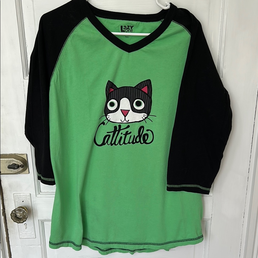 Lazy One Green and Black Catitude Top